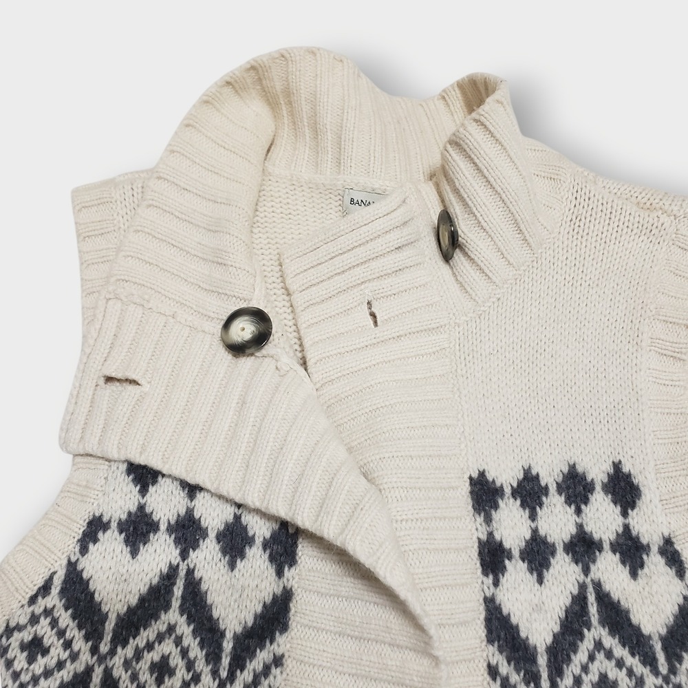 Vtg Banana Republic‎ Womens Fair Isle Wool Angora Sweater Vest Cream Sz M - Picture 5 of 11